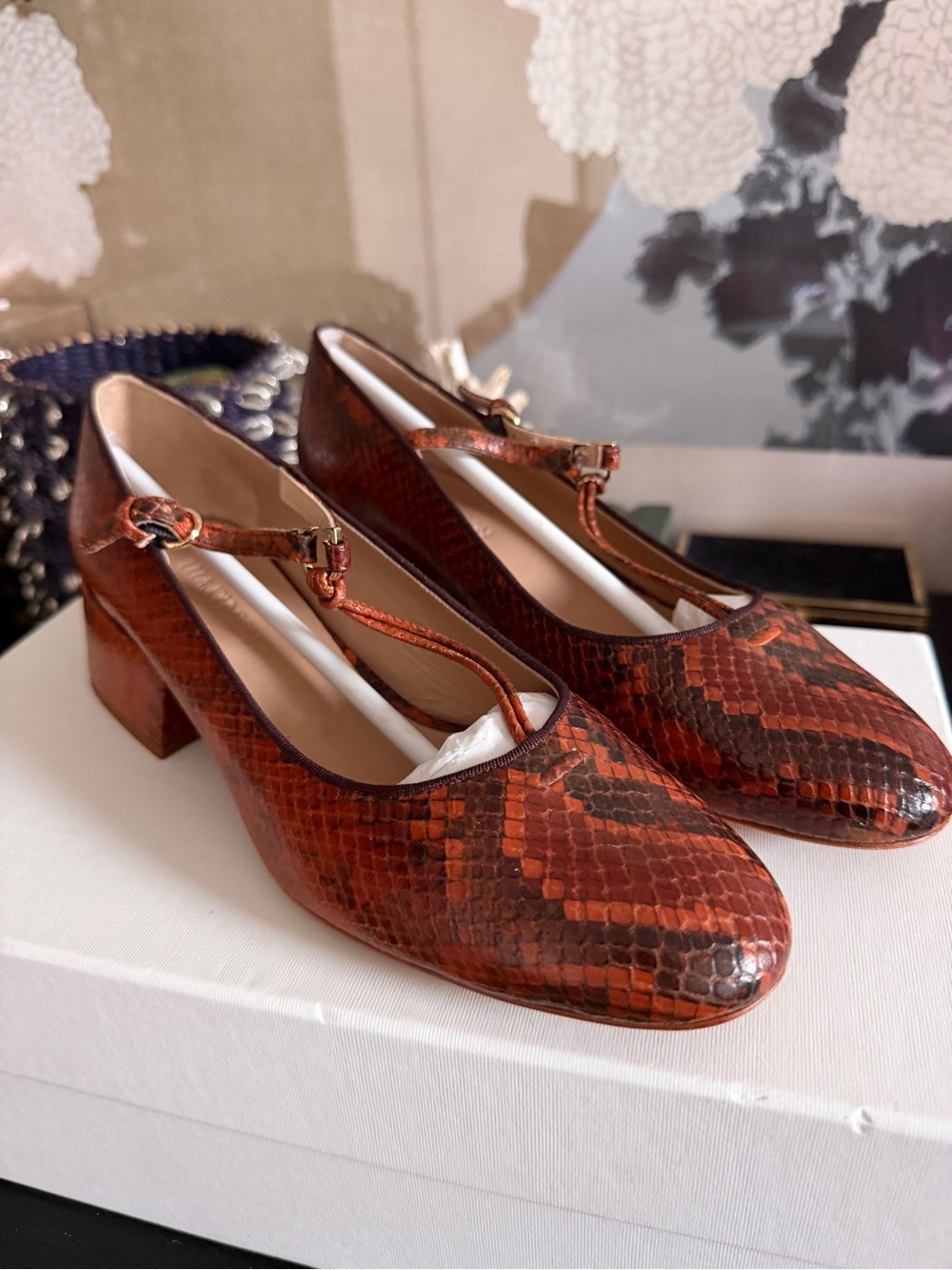 Ulla Johnson Lucy Mary Jane Heel Sunset Python UJ43061A Size 38.5 US 8 - Picture 2 of 7